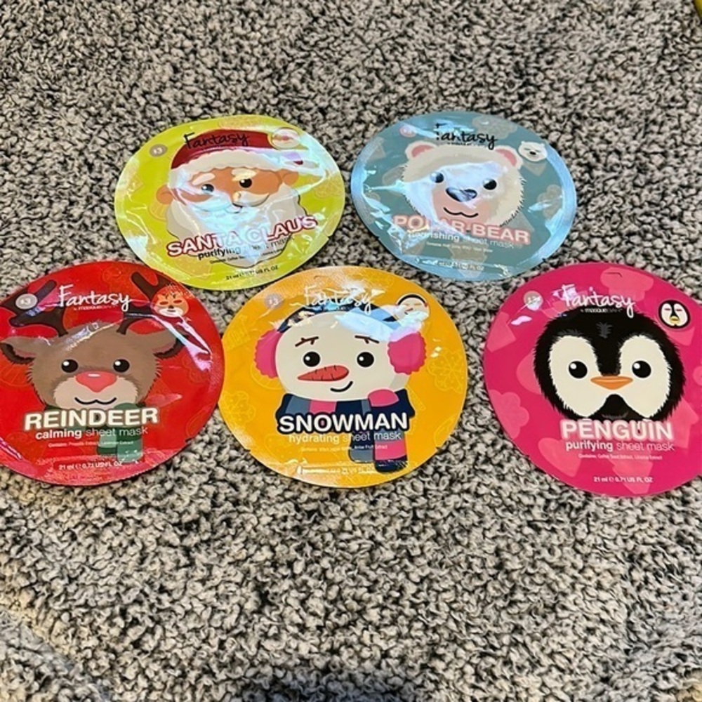 Set of 5 Fantasy by Masque Bar Holiday Christmas Sheet Masks